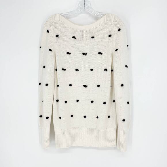 loft Polkadot Cream Knit Sweater Size Medium - Picture 1 of 7